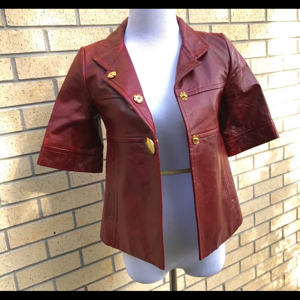 Badgley Mischka leather short sleeved jacket - Picture 3 of 5
